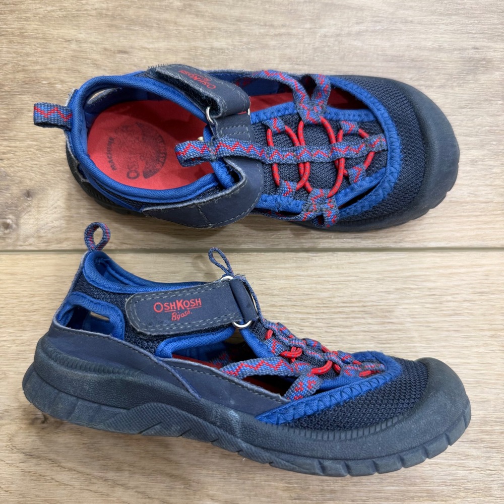 OshKosh Bgosh Kids Navy Blue Red Mesh Closed Toe Water Sandals Shoes Boys 11C